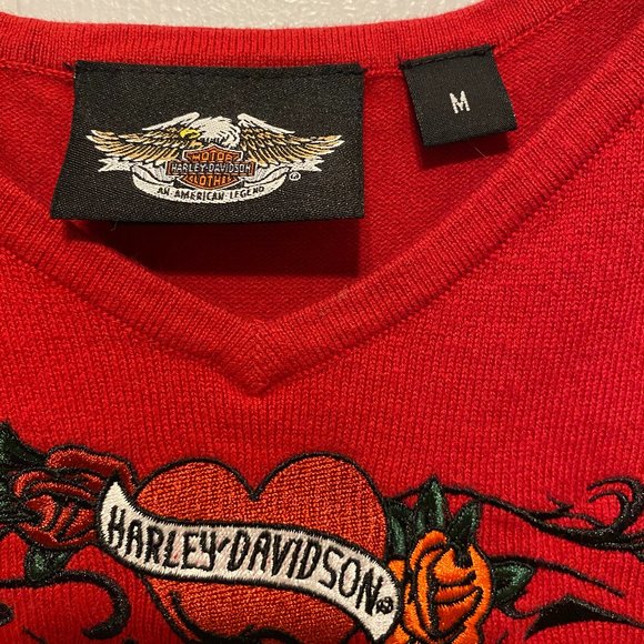 Harley Davidson women's  Red V-Neck Tank Top Size Medium - Picture 2 of 6